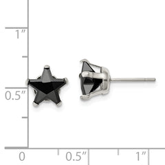 Chisel Stainless Steel Polished 8mm Black Star CZ Stud Post Earrings