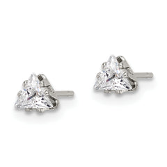 Chisel Stainless Steel Polished 4mm Triangle CZ Stud Post Earrings