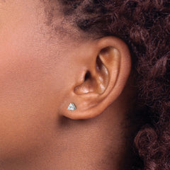 Chisel Stainless Steel Polished 4mm Triangle CZ Stud Post Earrings