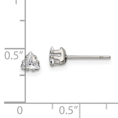 Chisel Stainless Steel Polished 4mm Triangle CZ Stud Post Earrings