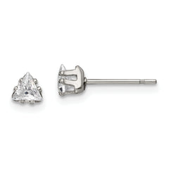 Chisel Stainless Steel Polished 4mm Triangle CZ Stud Post Earrings