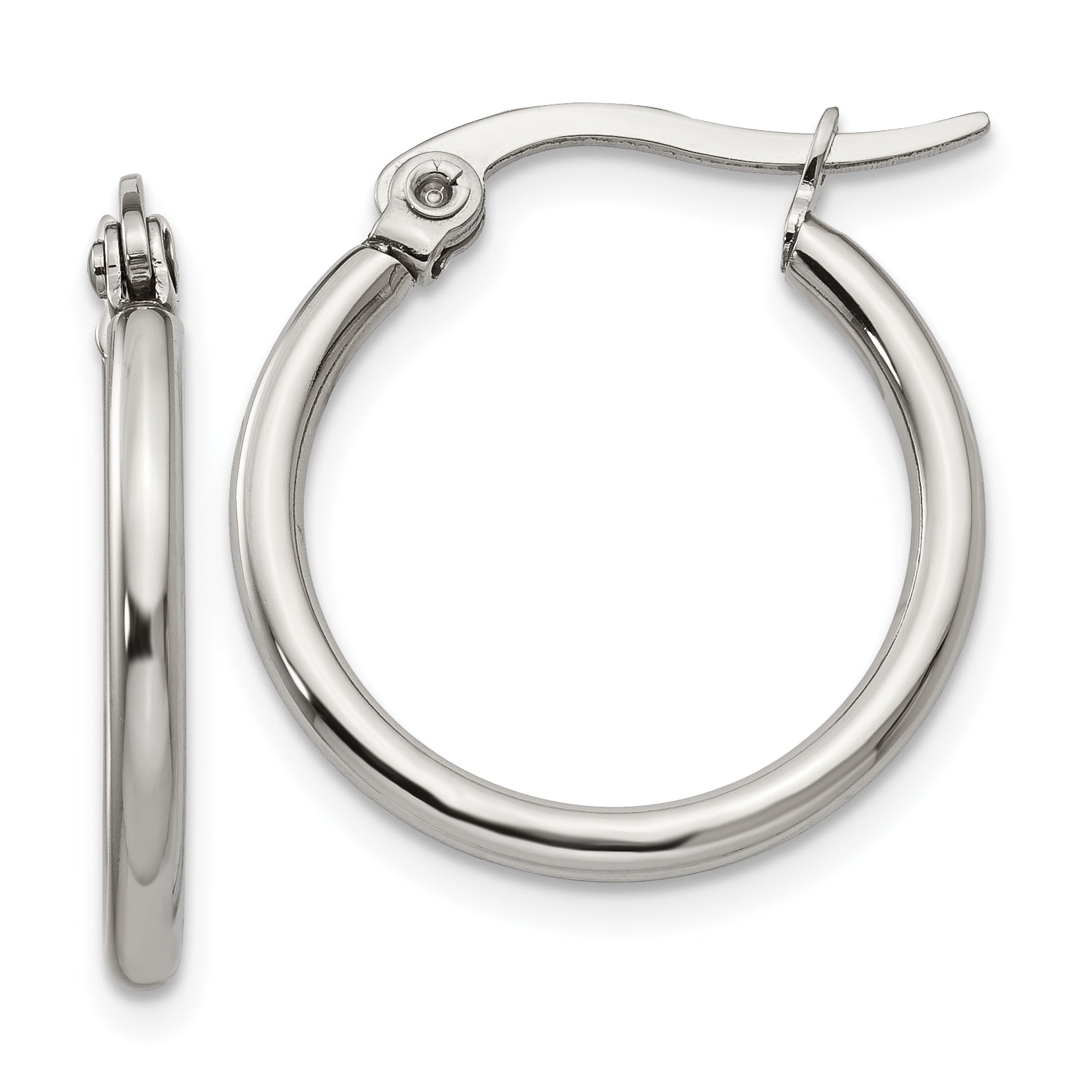 Chisel Stainless Steel Polished 19.5mm Diameter 2mm Hoop Earrings