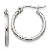 Chisel Stainless Steel Polished 19.5mm Diameter 2mm Hoop Earrings