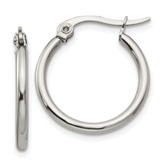 Chisel Stainless Steel Polished 19.5mm Diameter 2mm Hoop Earrings