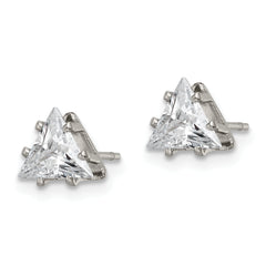 Chisel Stainless Steel Polished 6mm Triangle CZ Stud Post Earrings