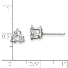 Chisel Stainless Steel Polished 6mm Triangle CZ Stud Post Earrings
