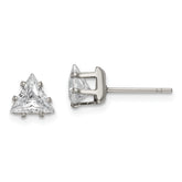 Chisel Stainless Steel Polished 6mm Triangle CZ Stud Post Earrings
