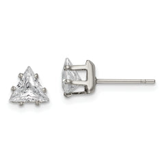 Chisel Stainless Steel Polished 6mm Triangle CZ Stud Post Earrings