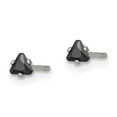 Chisel Stainless Steel Polished 3mm Black Triangle CZ Stud Post Earrings