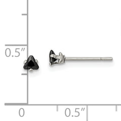 Chisel Stainless Steel Polished 3mm Black Triangle CZ Stud Post Earrings