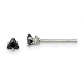 Chisel Stainless Steel Polished 3mm Black Triangle CZ Stud Post Earrings