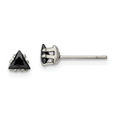 Chisel Stainless Steel Polished 4mm Black Triangle CZ Stud Post Earrings