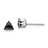 Chisel Stainless Steel Polished 5mm Black Triangle CZ Stud Post Earrings