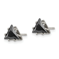 Chisel Stainless Steel Polished 6mm Black Triangle CZ Stud Post Earrings