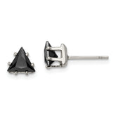 Chisel Stainless Steel Polished 6mm Black Triangle CZ Stud Post Earrings