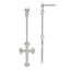 Stainless Steel Polished Cross Post Dangle Earrings