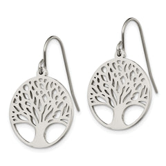 Chisel Stainless Steel Polished Tree of Life Cut-out Shepherd Hook Earrings