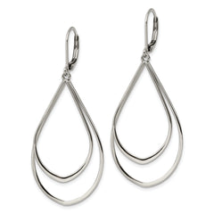 Chisel Stainless Steel Polished Double Teardrop Dangle Leverback Earrings