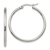 Chisel Stainless Steel Polished 32.5mm Diameter 2mm Hoop Earrings