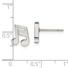 Chisel Stainless Steel Polished Music Note Post Earrings