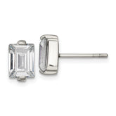 Chisel Stainless Steel Polished Rectangle CZ Post Earrings
