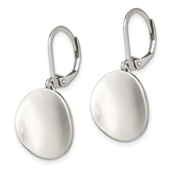 Chisel Stainless Steel Polished Curved Disk Dangle Leverback Earrings
