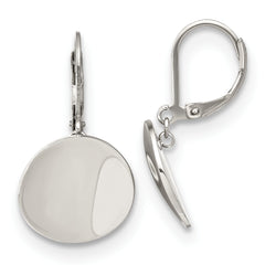 Chisel Stainless Steel Polished Curved Disk Dangle Leverback Earrings