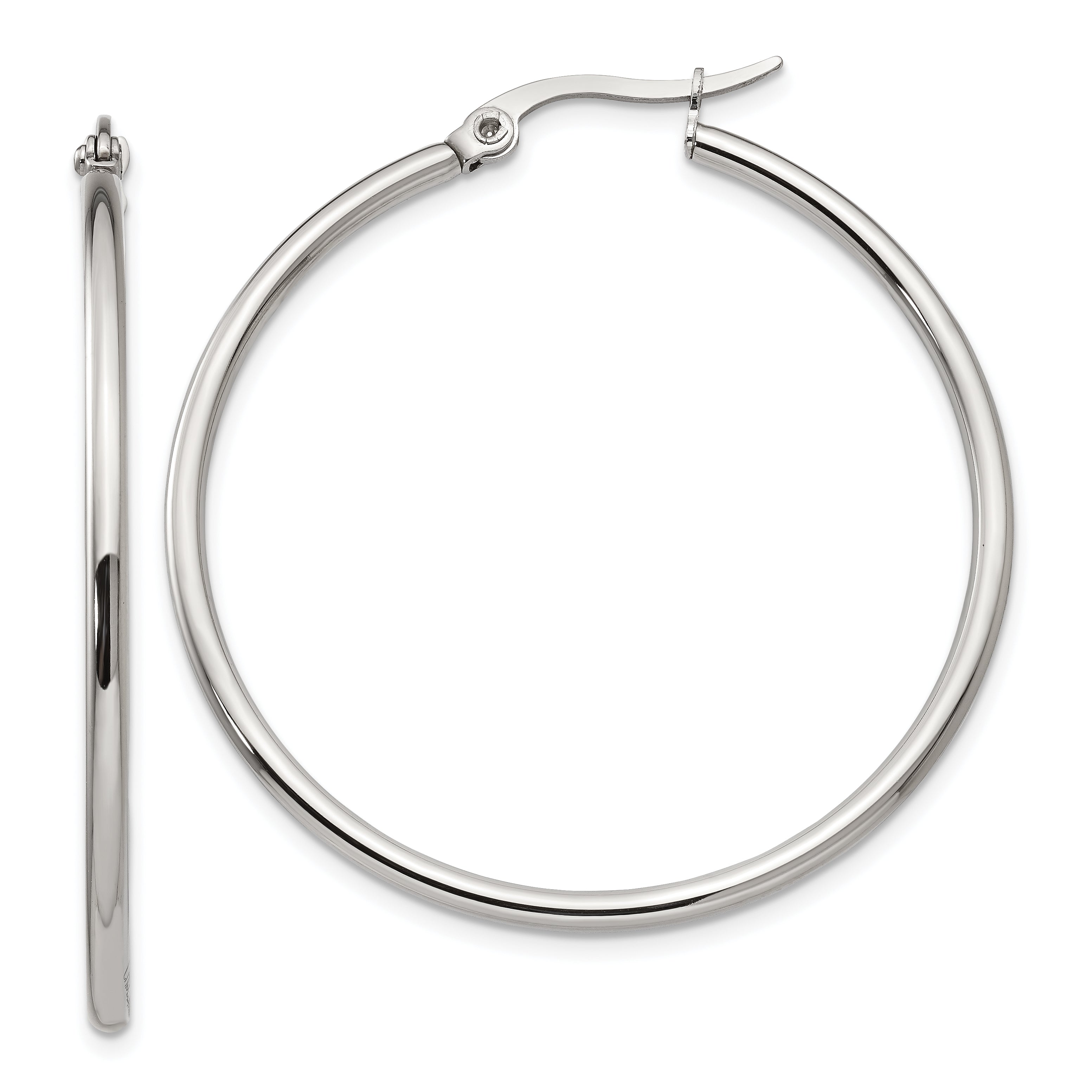 Chisel Stainless Steel Polished 40.5mm Diameter 2mm Hoop Earrings