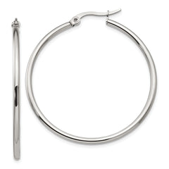 Chisel Stainless Steel Polished 40.5mm Diameter 2mm Hoop Earrings