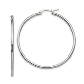 Chisel Stainless Steel Polished 37mm Diameter 2mm Hoop Earrings