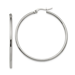 Chisel Stainless Steel Polished 37mm Diameter 2mm Hoop Earrings