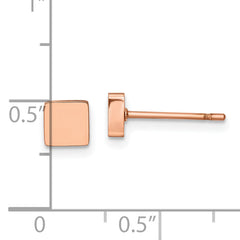 Chisel Stainless Steel Polished Rose IP-plated Square Post Earrings