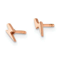 Chisel Stainless Steel Polished Rose IP-plated Lightning Bolt Post Earrings