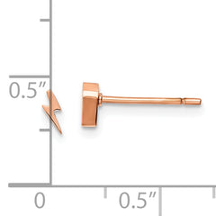 Chisel Stainless Steel Polished Rose IP-plated Lightning Bolt Post Earrings