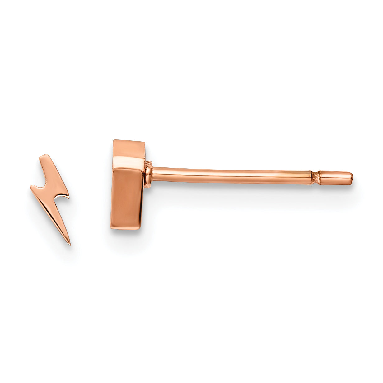 Chisel Stainless Steel Polished Rose IP-plated Lightning Bolt Post Earrings