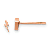 Chisel Stainless Steel Polished Rose IP-plated Lightning Bolt Post Earrings