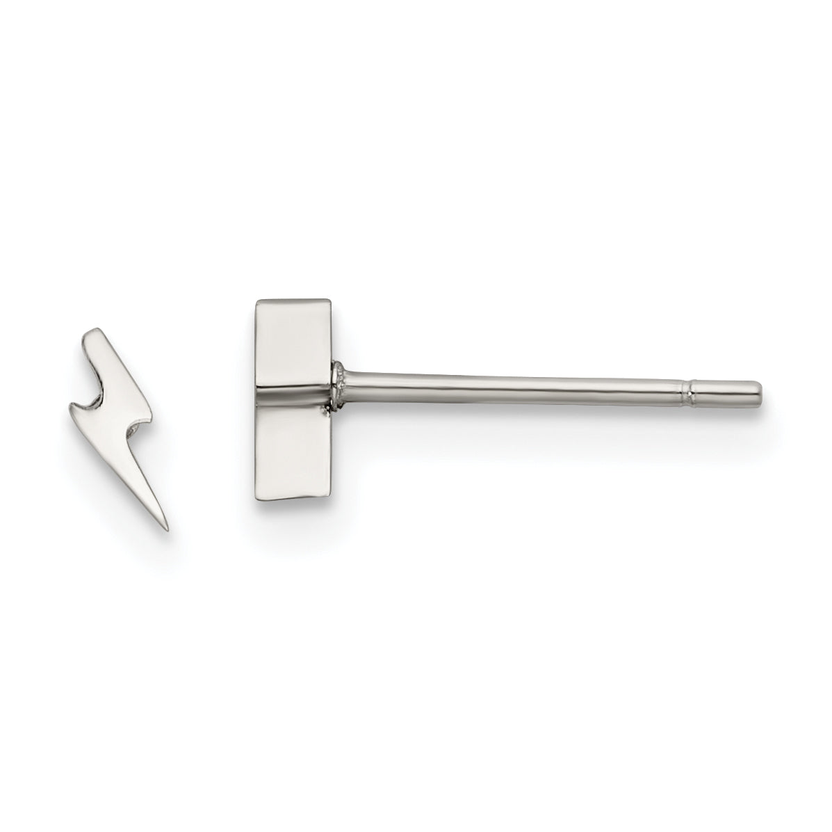 Chisel Stainless Steel Polished Lightning Bolt Post Earrings