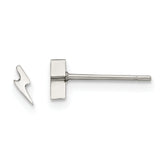 Chisel Stainless Steel Polished Lightning Bolt Post Earrings