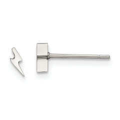 Chisel Stainless Steel Polished Lightning Bolt Post Earrings