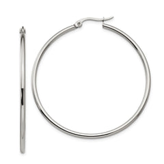 Chisel Stainless Steel Polished 48mm Diameter 2mm Hoop Earrings