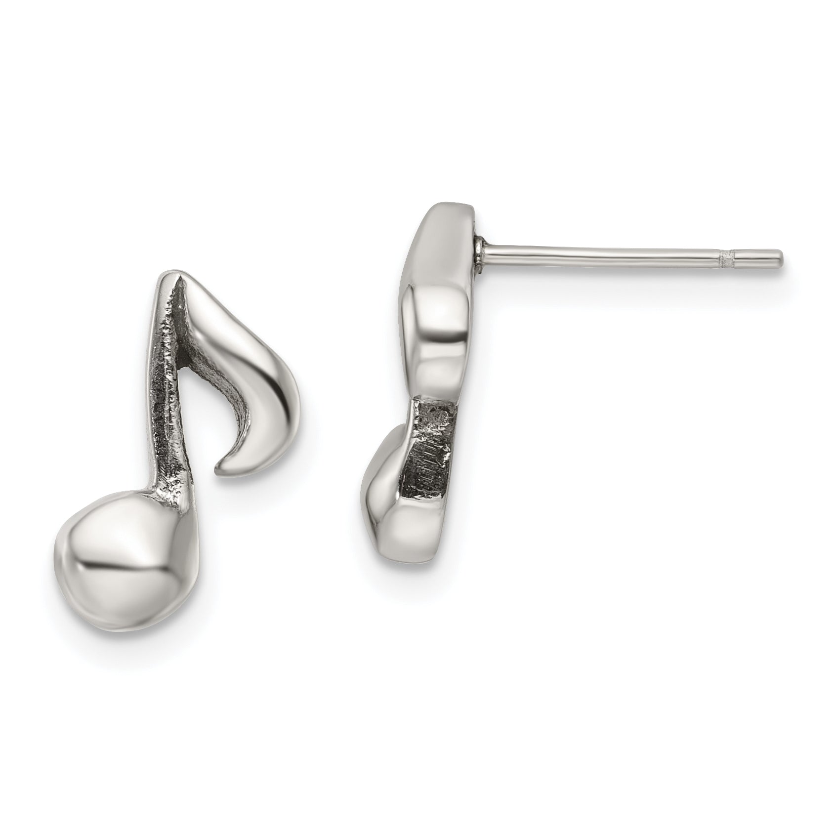 Chisel Stainless Steel Polished Music Note Post Earrings