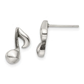 Chisel Stainless Steel Polished Music Note Post Earrings