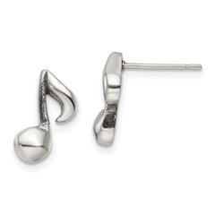 Chisel Stainless Steel Polished Music Note Post Earrings