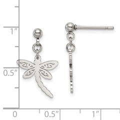 Chisel Stainless Steel Polished Dragonfly Post Dangle Earrings