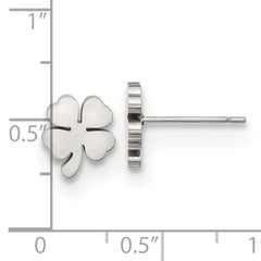 Chisel Stainless Steel Polished Four Leaf Clover Post Earrings