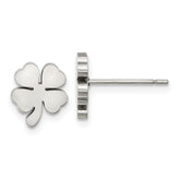 Chisel Stainless Steel Polished Four Leaf Clover Post Earrings