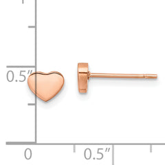Chisel Stainless Steel Polished Rose IP-plated Heart Post Earrings