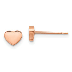Chisel Stainless Steel Polished Rose IP-plated Heart Post Earrings