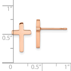 Chisel Stainless Steel Polished Rose IP-plated Cross Post Earrings