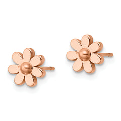 Chisel Stainless Steel Polished Rose IP-plated Flower Post Earrings